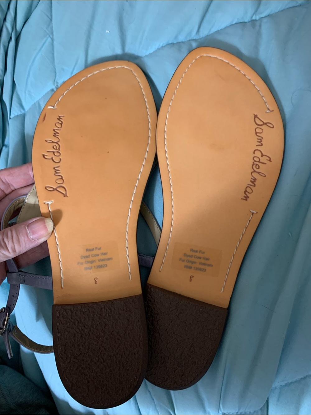 Sam Edelman Light blue leather T-Strap Sandals - Picture 3 of 3